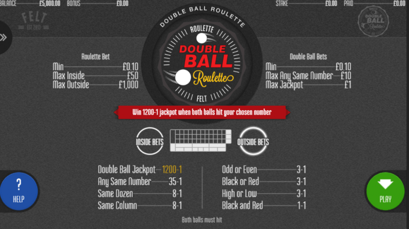 Double Ball Roulette Felt