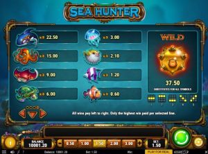 Sea Hunter Slot Paytable